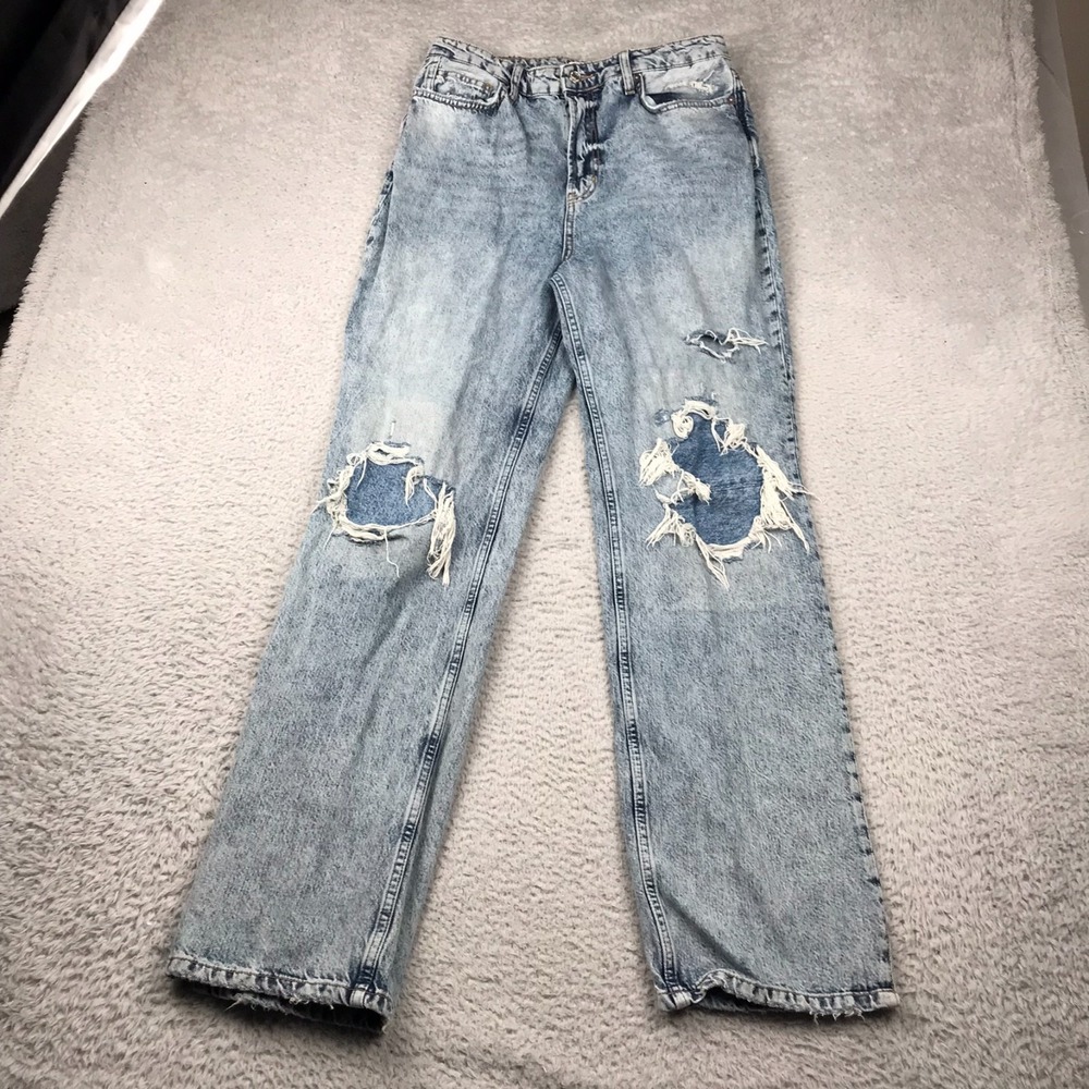 We The Free People My Own Lane Jeans Womens 31‎ (30x32) Distressed Straight Acid